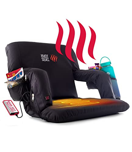 POP DESIGN HOT SEAT HEATED STADIUM SEAT FOR BLEACHERS BACK SUPPORT - BLACK