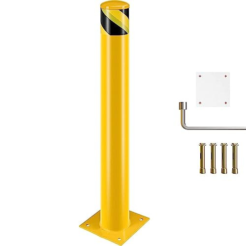 Life Safety Bollards, 36inch Height Bollard Post, Yellow Parking Barrier Post New
