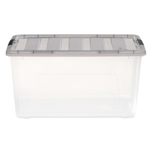 IRIS USA 72 Quart Stack & Pull Clear Storage Box Gray 3 Pack B09K52M5SN - NEW New