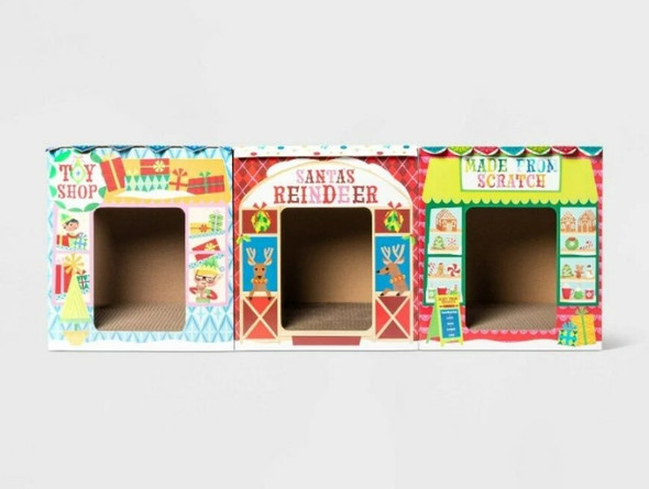 Wondershop Christmas Village Cat Scratcher House Pack of 3 - Multi Colored New