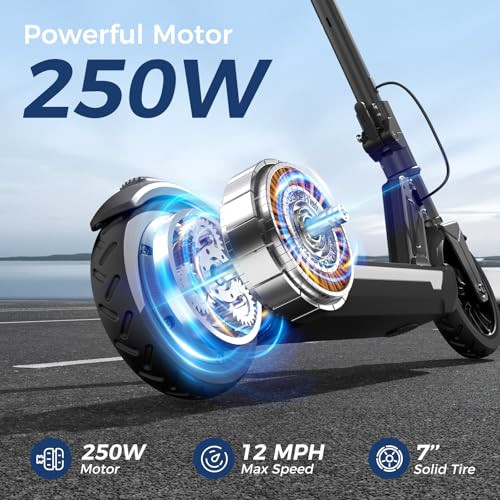 ISINWHEEL ELECTRIC SCOOTER 250W FOLDABLE, 3 SPEEDS (5/8/12 MPH) S7 - BLACK