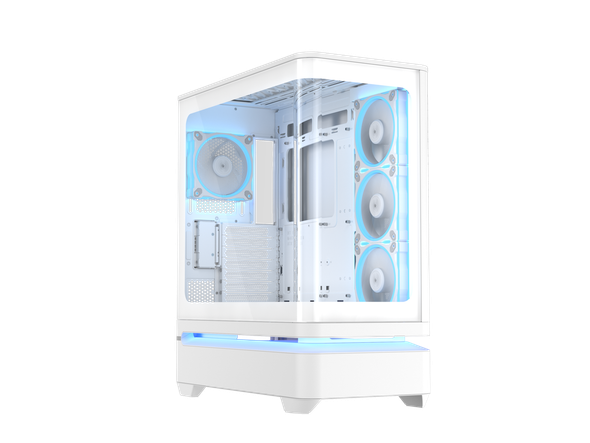 ASUS Prime AP304 White ARGB ATX PC Gaming Case Tempered Curved Glass; Four