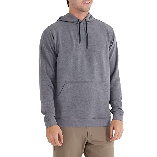 Free Fly Men's Fleece Pullover Hoodie Light Bamboo Viscose - Heather Navy, Large New