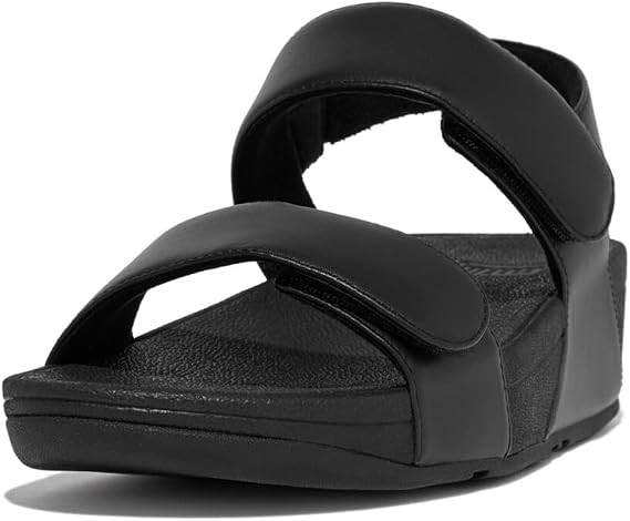FITFLOP LULU ADJUSTABLE LEATHER BACK-STRAP SANDALS - SIZE: WOMEN 8.5 - BLACK New