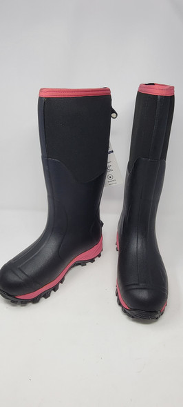 DRYCODE RUBBER BOOTS STEEL SHANK OUTDOOR MUD HUNTING BOOTS WOMEN 7 - BLACK/PINK