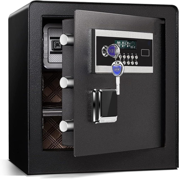 CALFEE SAFE BOX, FIREPROOF WATERPROOF SAFE CABINET - BLACK