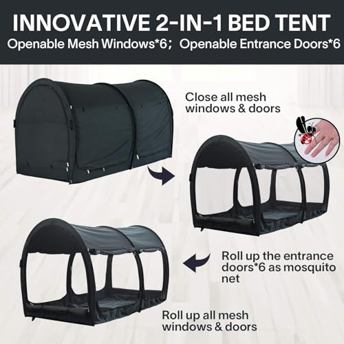 Alvantor Canopy Bed 2-in-1 Dream Privacy Space Full Size Sleeping Tents New
