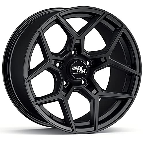 RockTrix RT105 17" Wheel Compatible with Jeep Wrangler JK JL 17x9 5x5 - Black