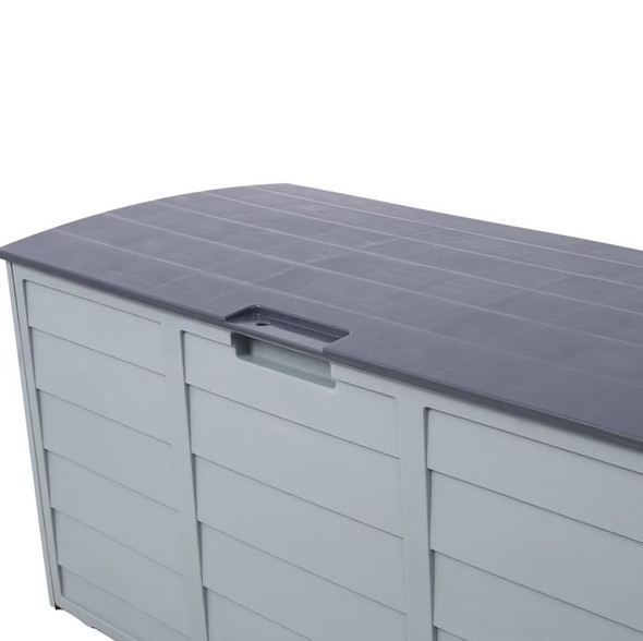 HEARTH AND HAVEN 75-GALLON OUTDOOR PLASTIC DECK BOX WITH BUILT-IN WHEELS - GRAY