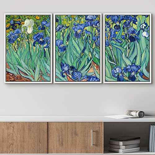 WALL26 IRIS BY VINCENT VAN GOGH NATURE FINE ART - 16"x24"x3" - WHITE MULTICOLOR