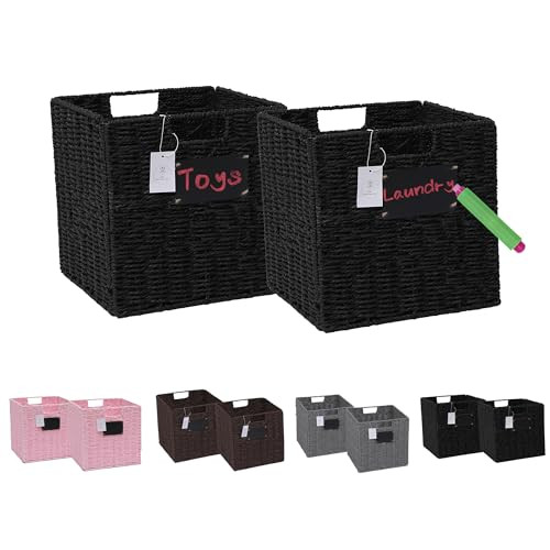 Ülkü Home Collection Wicker Storage Basket-Woven Paper Rope Wicker - Black New