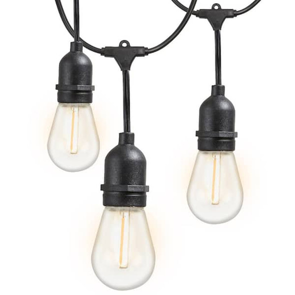 BRIGHTOWN 48 FT PLUG-IN S14 EDISON BULB STRING LIGHT 16 EDISON LED 2700K - BLACK
