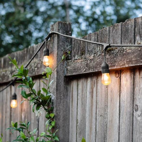 BRIGHTOWN 48 FT PLUG-IN S14 EDISON BULB STRING LIGHT 16 EDISON LED 2700K - BLACK