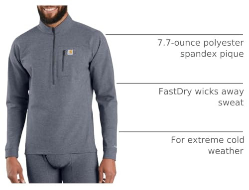 CARHARTT MEN BASE QUARTER-ZIP THERMAL FORCE HEAVYWEIGHT NAVY HEATHER L New