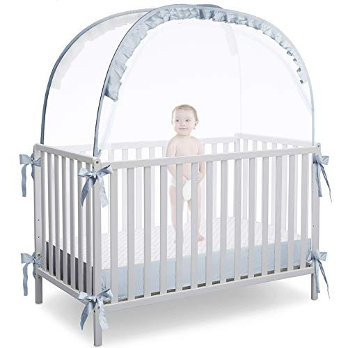 L RUNNZER Baby Crib Tent, Breathable Pop Up Canopy Auto-Lock Zipper - B08NJGZQZM