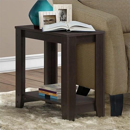 Monarch Specialties Accent End Side Lamp Table Shelf 24"x12"x22" - Cappuccino New