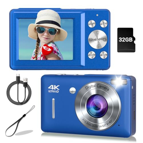 GTONSTER DIGITAL CAMERA, 44MP COMPACT CAMERA, FHD 1080P POINT AND SHOOT - BLUE