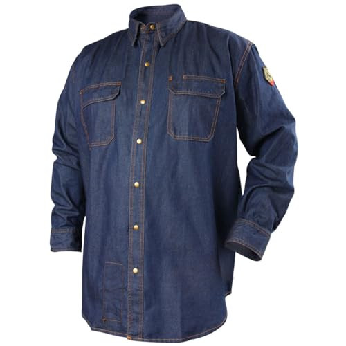 Black Stallion FS8-DNM 8 oz. FR Cotton/Denim Long Sleeve Work Shirt, X New