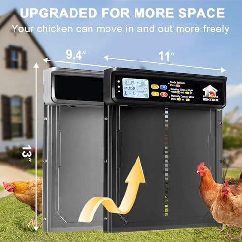 IBKINXX AUTOMATIC CHICKEN COOP DOOR SOLAR POWERED WITH TIMER - BLACK