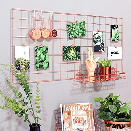 Simmer Stone Rose Gold Wall Grid Panel for Photo Hanging Display - Set of 1