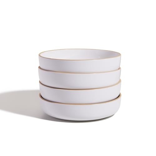 Our Place Dinner Bowls - Set of Four 8.5" Handcrafted Ceramic Pasta Bowls -Steam New