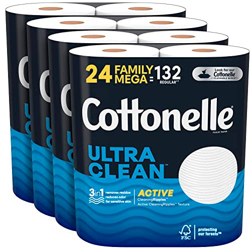 Cottonelle Ultra Clean Toilet Paper Active CleaningRipples - 4 Pack of 6 Rolls New
