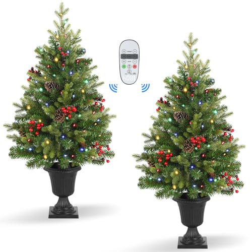 Alupssuc 3ft Prelit Artificial Christmas Tree, Set of 2, LED Lights, 3 FT New