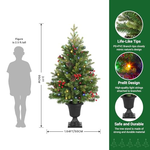 Alupssuc 3ft Prelit Artificial Christmas Tree, Set of 2, LED Lights, 3 FT New