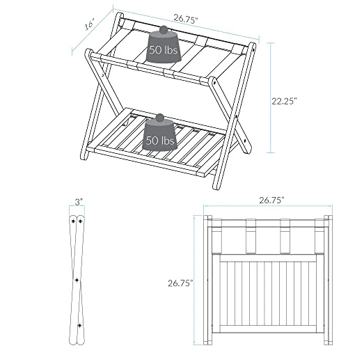 Casual Home Luggage Rack with Shelf, Natural