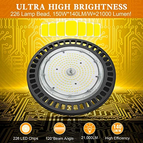 TREONYIA UFO LED High Bay Light 150W 140LM/W 21,000LM 2 Pack B0BZ7MMR1D