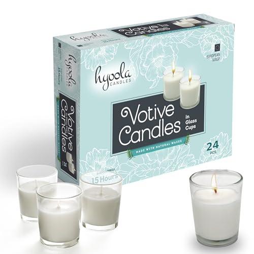 Hyoola Candles 24 Votive, 15 Hour Burn Time, 2.5" H x 2" W, B07SQ4DPJ1 - White New