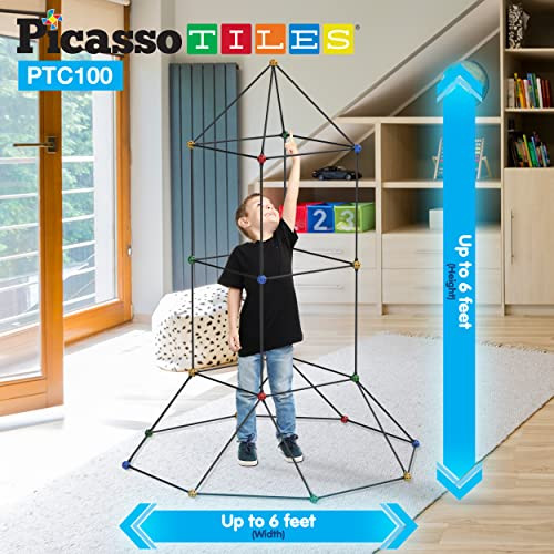 PicassoTiles Kids Fort Building Kit Playset 100 Piece Toy Set STEM Learning