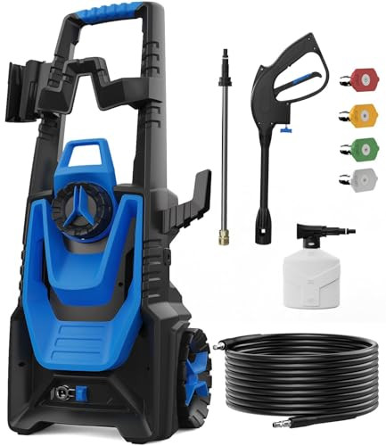 Pressure Washer with 500ML Foam Canno for Car, Road, Yard Cleaning Blue New