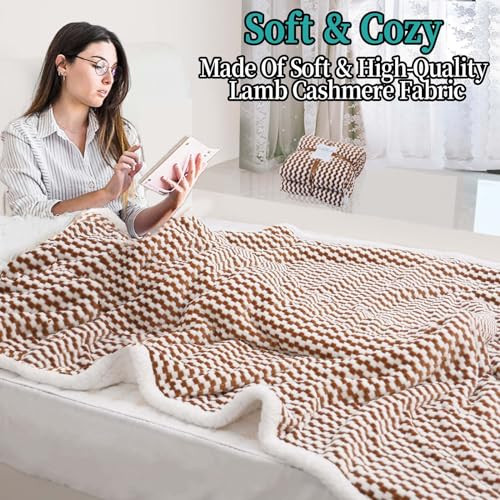 GCQC Checkered Sherpa Fleece Blanket Double-Sided Grid Warmer - Grey & White New