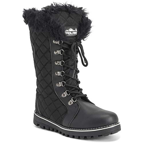Polar Products Women Quilted Comfy Winter Boot Black/Black Nylon Size: US10/EU41 New