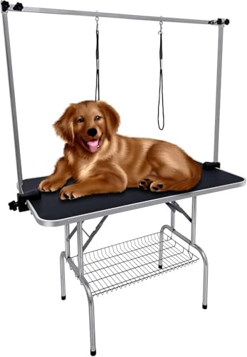 Kalolary 45 x 24 Inch Black Stainless Steel Pet Grooming Table Adjustable