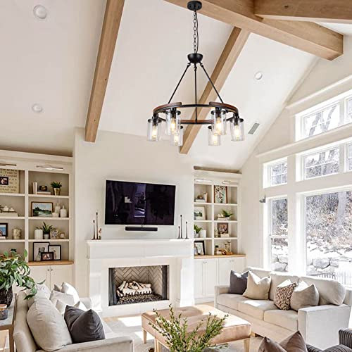 ALBHH 28 Inch Farmhouse Circular Chandelier Hanging Pendant Lighting Fixture