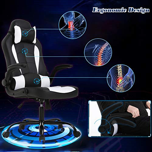 BestOffice White Ergonomic Office Gaming Chair with Lumbar Support