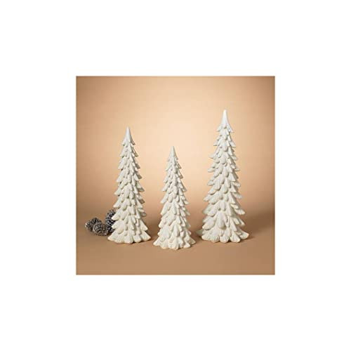Gerson 2595420 White Christmas Trees, Set of 3, 23.6" Tall, Resin New