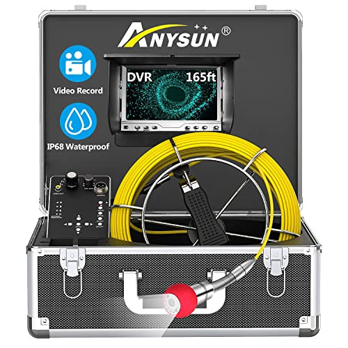 Sewer Camera 165ft Anysun Pipe Scope Inspection Camera 7'' LCD Monitor -Black New