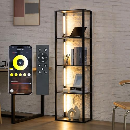 FENLO Fancy - LED Display Shelf with Dimmable Lights, LED Shelf Floor Lamps New