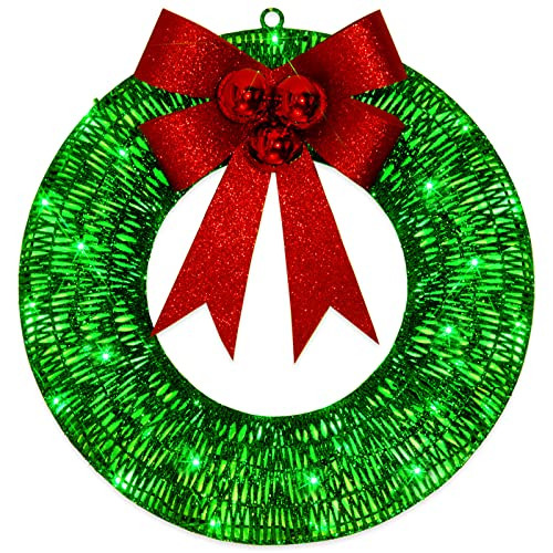 Vanthylit Christmas Decorations Christmas Wreath 40LT Operated Green LED Lights