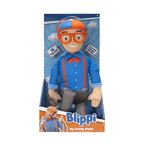 Blippi Bendable Plush Doll, 16” Featuring SFX, Squeeze Belly Hear Catchphrases New