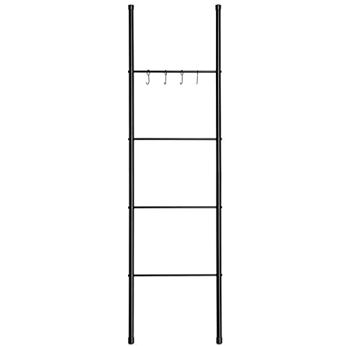 PARANTA Metal 4-Layer Towel Ladder with Hooks B092J234D6 - Black