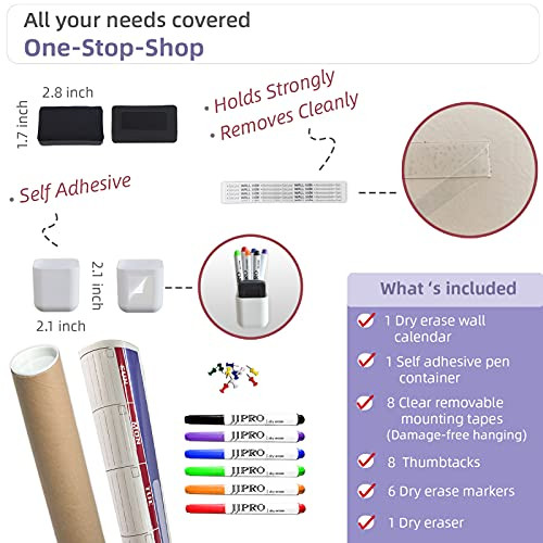 Vertical Large Dry Erase Wall Calendar 38"x 26" Undated Monthly B097MHTLR8
