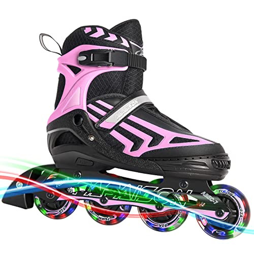 ITurnGlow Adjustable Inline Skates, Light up Wheels, Fun Illuminating Skates