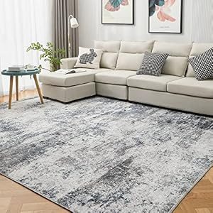 Area Rug 8x10 Indoor Soft Fluffy Pile Large Washable - Gray/Blue