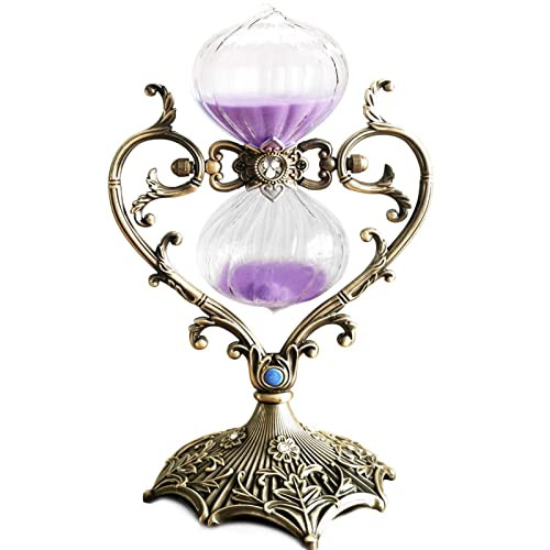 Hourglass Sand Timer Decorative 360° Rotating Metal White Sand Watch 30 Min New