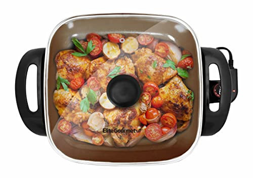 ELITE GOURMET EG3033 12"X12"X2.35” HEALTHY CERAMIC TITANIUM COATED - DARK GRAY