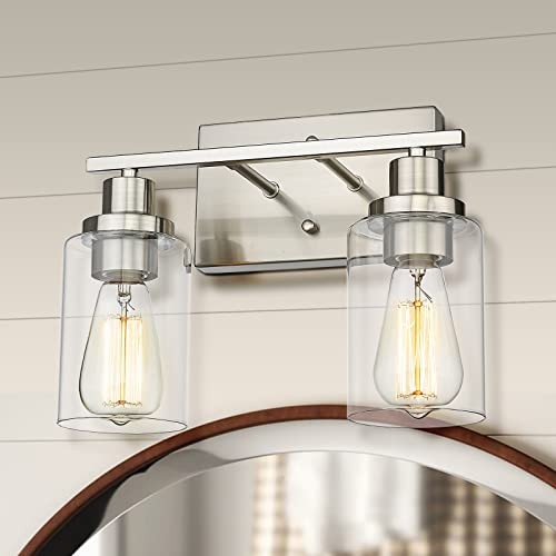 Cargifak 2-Light Vanity Lights, Vanity Wall Light Fixtures, 4815-2W-BN - Nickel